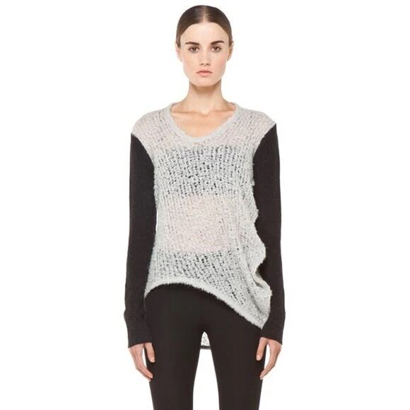 Helmut Lang Sweaters - Helmut Lang Plaited Boucle Mohair Alpaca Asymmetric Colorblock Tunic Sweater S